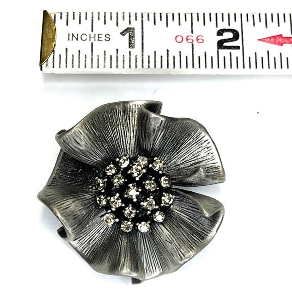 Premier Designs 80's Crystal Flower Pendant Brooch Pin 2" - Picture 4 of 4